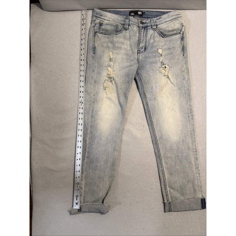RSQ Jeans Men 32x28London Skinny Blue Zip Fly Mid Rise Straight Modern Casual‎ - Picture 4 of 6